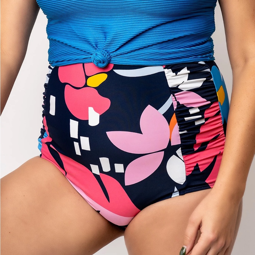 Coral Reef Swim Floral Ultra High-Waisted Bikini Bottom